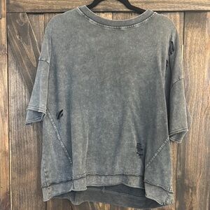 Distressed Gray Oversized T-Shirt